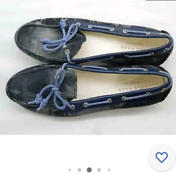 Cole Haan boat shoes flats slip-on navy black denim white tie dye Sz: 6 coastal - Picture 1 of 6